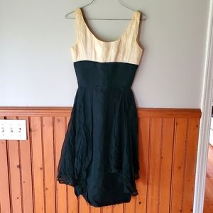 Vintage chiffon dress midi black and white